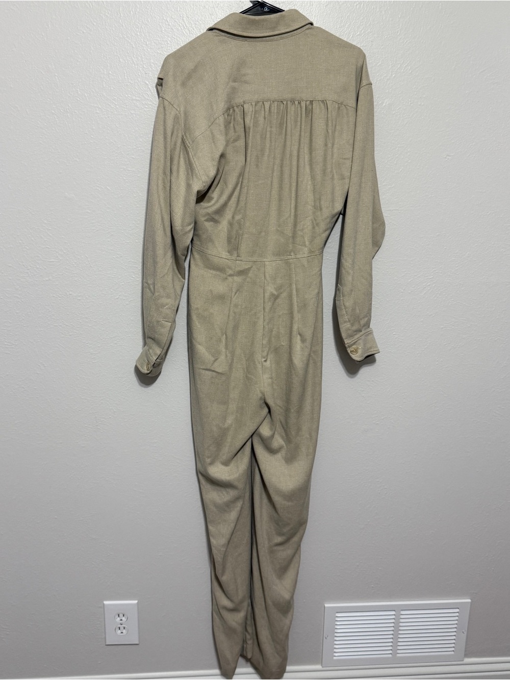 Nuuly x Ronny Kobo Long Sleeve Beige Brila Utility Jumpsuit 80s Quiet Luxury - Picture 10 of 13